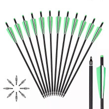 12 stuks carbon pijlen voor boogschieten, 18 inch, kruisboogpijlen, binnendiameter 76 mm, voor buitenjacht