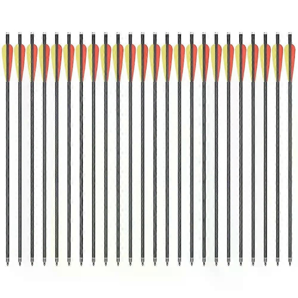 12PCS Crossbow Arrows 16/20inch Hunting Archery Mixed Carbon Arrow with 4 Vanes Replaced Arrowhead Tip