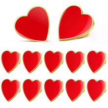 12 spille a forma di cuore rosso, spille da bavero alla moda, spille da colletto, spille per abiti,