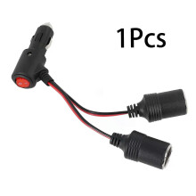 12V 24V auto sigarettenaansteker splitter adapter met aan/uit schakelaar 1 mannelijke naar 2 vrouwelijke