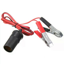 12V bilcigarettändare till krokodiluttag Anslut tråd batteriklämma Cigarett Krokodil Clip Adapter