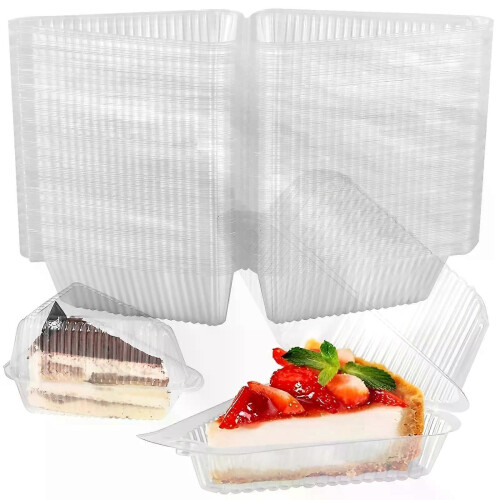 150 unidades de recipientes para rebanadas de pastel, caja triangular transparente para postres, caja