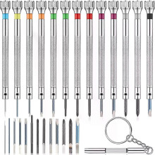 13 Pieces Mini Precision Watch Screwdriver Jeweler Watch Screwdriver Set 06-20 mm with 13 Extra Replace