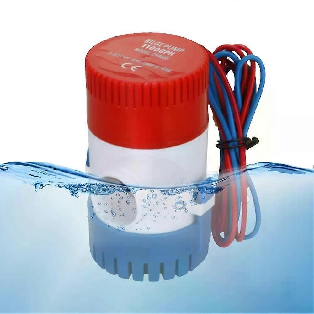 Pompe De Cale 12V 1100 GPH - Submersible, Non Automatique, Avec Interrupteur Semi-auto - Pour Bateau, Yacht, Caravane - Débit 4160 L/h, Hauteur 3m