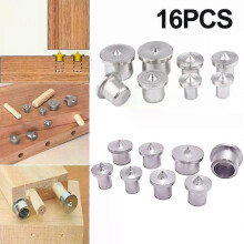 16 pezzi/set Set di perni di centraggio per legno Marcatore per fori Tenone Centro Set 6-12mm Trapano