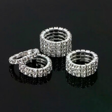 1-4 rijen zilveren ringen bruids trouwringen kristal strass stretch vinger ringen voor vrouwen