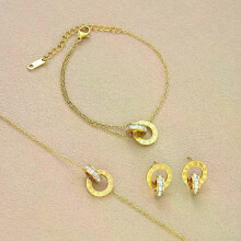 18K Gold Plated Roman Numbers Necklace Bracelet Earring for Women Fashion Crystal Cute Simple Interlocking