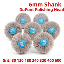 1 st 80 -600 Slipande nylonhjulsborste Träslöjdsmöbler Polerborste 6mm skaft 80MM Diameter Huvud