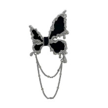 Spilla con catena a farfalla nera, stile punk, accessorio per abbigliamento, spilla per giacca.