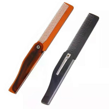 1 pettine pieghevole caldo con clip tascabile pieghevole per capelli, baffi, barba, pettine alla moda