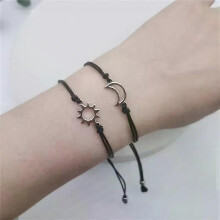 2 pezzi/set braccialetti di coppia per donne amanti sole luna stella cuore corda intrecciata fatta a