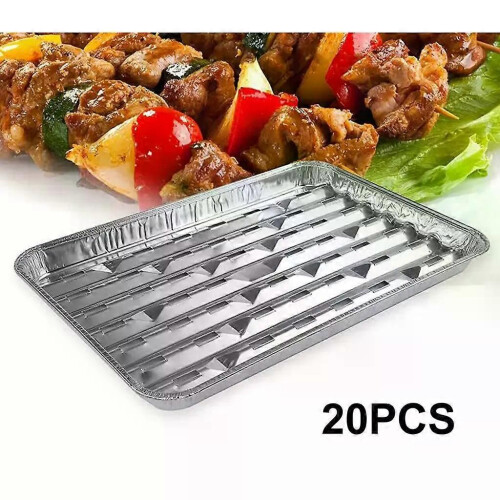 20 st/set engångsgrillpannor aluminiumfolie Grillplåtar utomhus