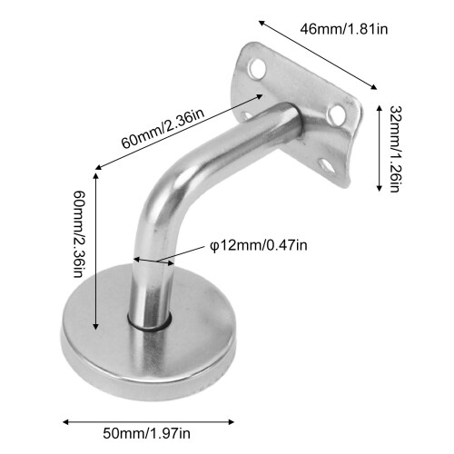6 Pcs 304 Stainless Steel Wall Handrail Brackets, Strong Stair Support 1