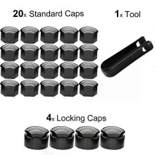 24 stücke 17MM Schwarz Rad Mutter Bolzen Borte Bolzen Abdeckung Kappe Für Opel BMW Bens Locking Kappe