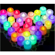 Lot de 24 bougies lumineuses LED colorées et créatives, luminaire décoratif d'extérieur romantique