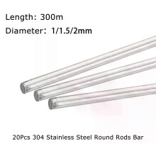 Lot de 20 tiges en acier inoxydable 304, 1 mm, 15 mm, 2 mm, arbre linéaire métrique rond de 300 mm de