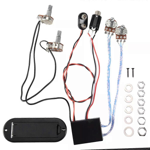 2-bands actieve basgitaar EQ Equalizer Preamp Circuit Pickup Zwart