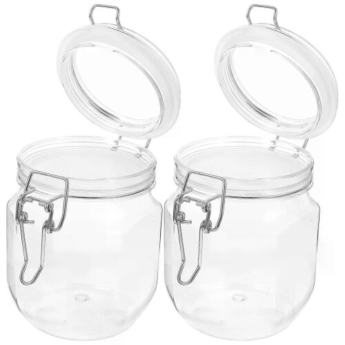 2 Pcs Airtight Honey Jar Small Bottles Jars Jam Storage Caviar Sealed Plastic Coffee Grounds Container