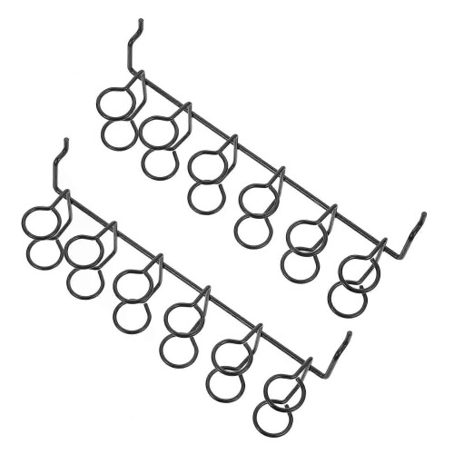2 Pcs Black Peg Board Pegboard Screwdriver Holder Metal Tool Hooks Garage Organizer Multi-ring Racks