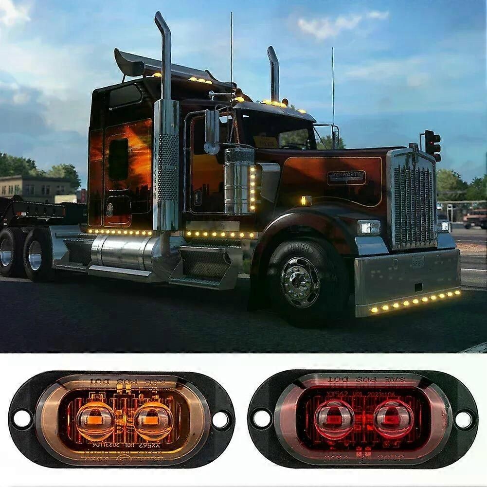 Lot De 2 Feux De Gabarit LED SMD Camion 12-24V - Blanc/Rouge/Jaune - Certification E - 180mm