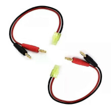 2 stuks Mini Tamiya mannelijke naar 4 mm bananenstekkerkabel, oplaadkabel, siliconendraad 18AWG 30CM