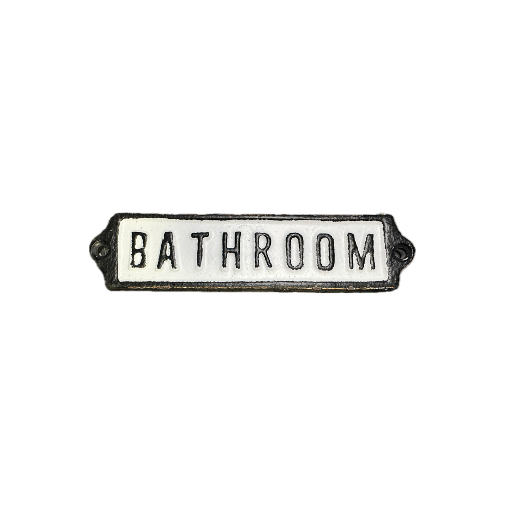 Venture Vehicles White/Black Cast Iron Bathroom Sign | & Plaque