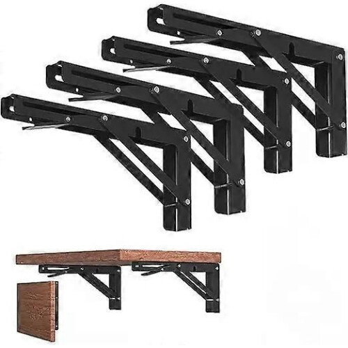 Lot de 2 supports d'angle pliables et réglables pour table, banc, étagère, meuble, fixation murale,