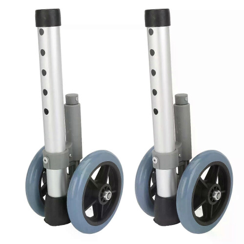 2pcs Walker Feet Casters Lockable Walker Wheels Adjustable Height Prevent Deformation with Brake Wheel