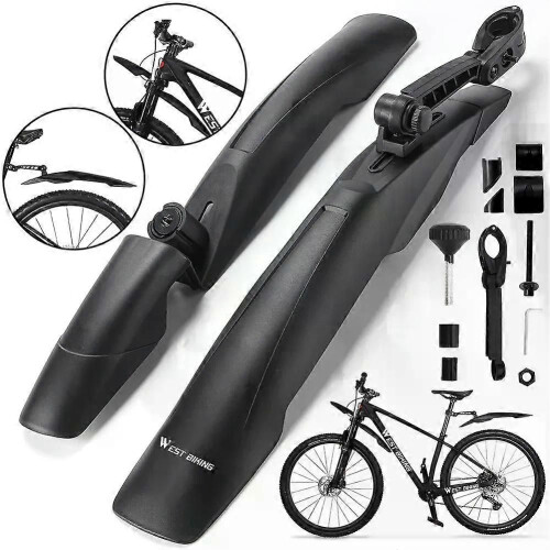 2 guardabarros de bicicleta ajustables, a prueba de polvo, universales.