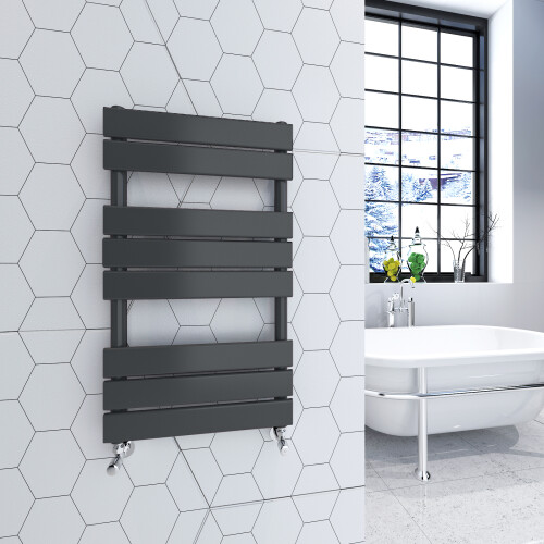AICA (Anthracite, 800x450mm) Heated Towel Rail Flat Central Heating Radiator 1