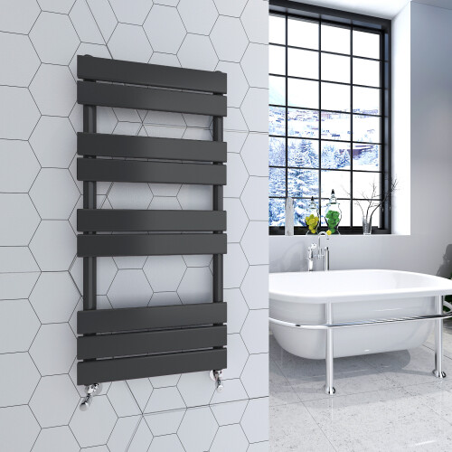 AICA (Anthracite, 1000x450mm) Heated Towel Rail Flat Central Heating Radiator 1