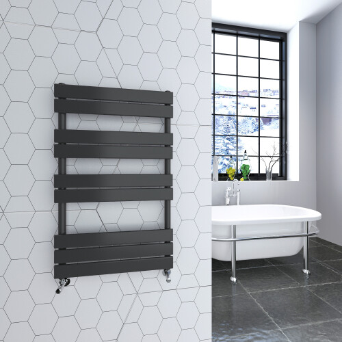 AICA (Anthracite, 1000x600mm) Heated Towel Rail Flat Central Heating Radiator 1