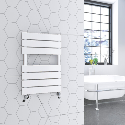 AICA (White, 650x400mm) Heated Towel Rail Flat Central Heating Radiator 1