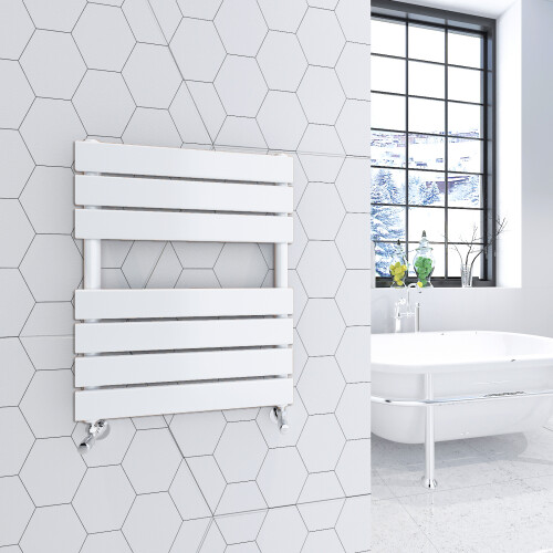 AICA (White, 650x500mm) Heated Towel Rail Flat Central Heating Radiator 1