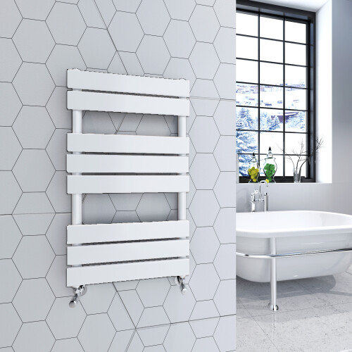 AICA (White, 800x450mm) Heated Towel Rail Flat Central Heating Radiator 1