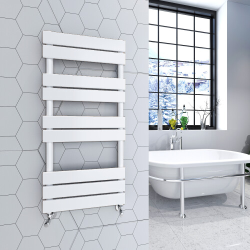 AICA (White, 1000x450mm) Heated Towel Rail Flat Central Heating Radiator 1