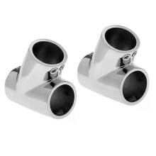 2 stuks handrailfitting voor boten - 60 graden T-stuk - 316 roestvrij staal, 22 mm