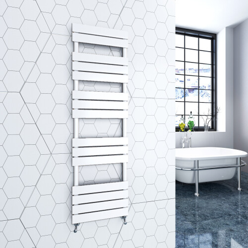 AICA (White, 1600x450mm) Heated Towel Rail Flat Central Heating Radiator 1