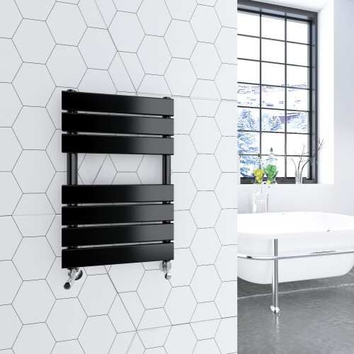 AICA (Black, 650x400mm) Heated Towel Rail Flat Central Heating Radiator 1
