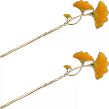 2 stücke Ginkgo Blatt Haar Stick Chinesischen Hanfu Haar Accessoreis Fee Einfügen Haarnadel Stäbchen