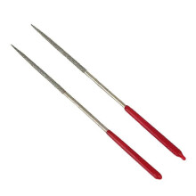 2 stuks/pak platte vijlen 3x140mm ronde diamantnaaldvijl met rode handgreep voor doe-het-zelf kunstnijverheid
