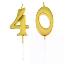 2 stuks gouden paraffine verjaardagskaarsen met nummer voor taart, feest, jubileumdecoratie en verlichtingsaccessoires