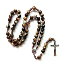 367A Vintage Rosary Catholic Prayer Beads Necklace Christ Jesus for Cross Pendant Necklace Beaded Religious