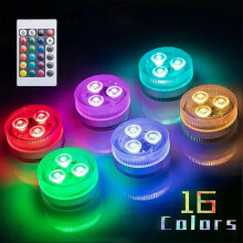 Lampe submersible à 3 LED, 16 couleurs, RGB, étanche IP68, éclairage d'extérieur pour piscine