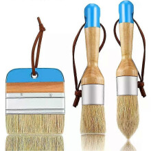 3 PCS Kreide- und Wachspinsel, ovaler Pinsel für Acrylmalerei, Borsten-Schablonenpinsel für Holzmöbel