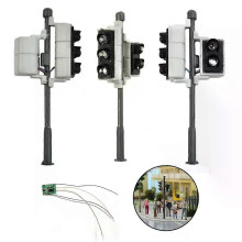 3 Stück Spur 00 H0 Ampel mit Fußgängerampel und LEDs Fahrzeug 1:72 Modellbau Ornament
