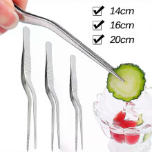 3 maten keukenpincet BBQ-voedselpincet clip mini chef-tang roestvrij staal draagbaar voor picknickvlees