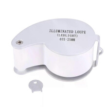 Juweliersloep met glazen lens van 40 x 25 mm en LED-zilver