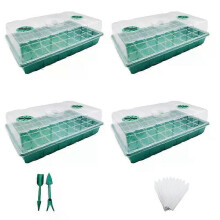 4-pack med 40 rutnät frönsstartsats Växtfrön Grow Box Plantbrickor Groningslåda med kupol och