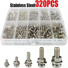 320 stuks roestvrijstalen SS304 schroeven en kopschroeven, moeren en bouten, assortimentset M2 M25 M3